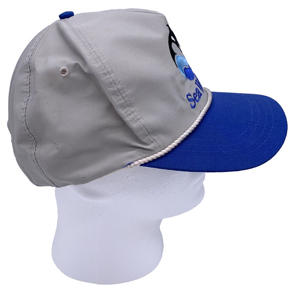 Vintage Sportcap Sea World Snapback Hat Cap Grey Blue Shamu Embroidery W/ Rope - Picture 2 of 7